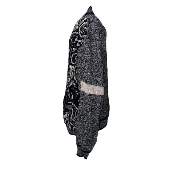 NICE VINTAGE 80s Bugle Boy University Gray Black Cardigan Sweater Mens SIZE Larg - Picture 5 of 10